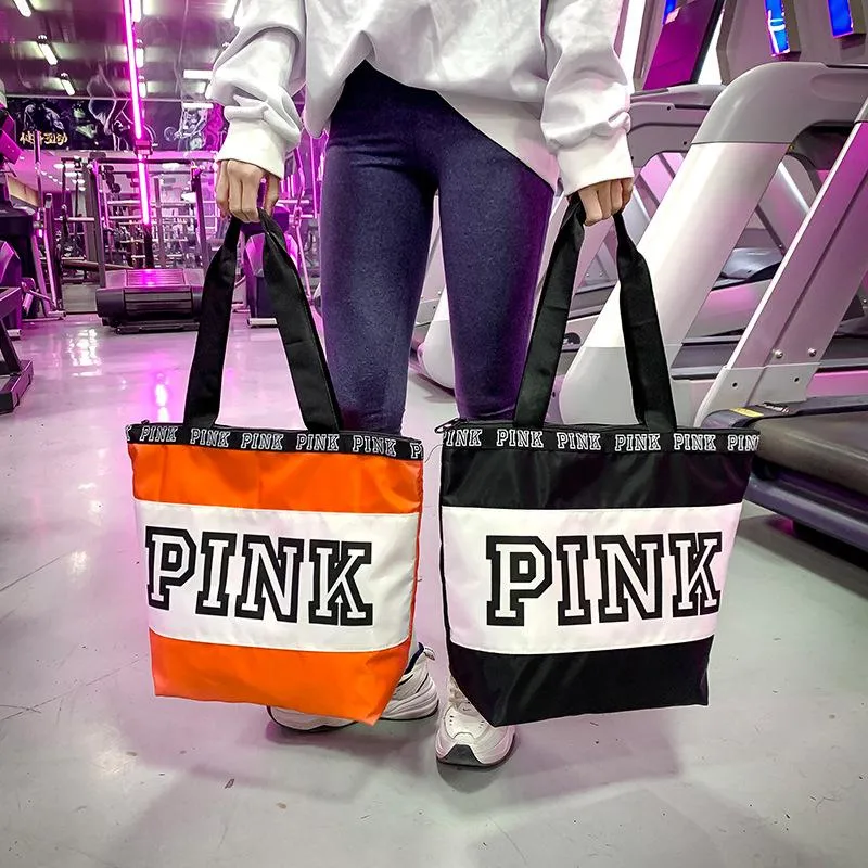 Large Capacity Pink Duffel Bag Handbag Portable Waterproof Storage Sport Gym Women Travel Bag