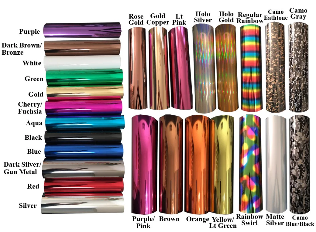 Wholesale Factory Flex Rolls Film Gold Pet PVC Metallic Htv Vinyl Cricut Foil Htv Heat Transfer Film for T Shirt