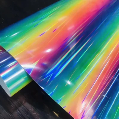 Protezione ambientale TPU Gradiente laser Abbagliante Arcobaleno Film Illusione Aurora Bagagli Scarpe Tovaglia Tessuto in pelle